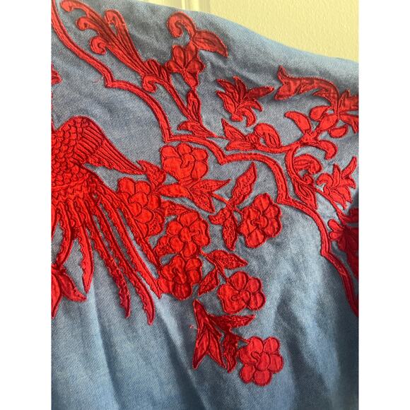HEMANT & NANDITA embroidered boho blouse blue/red size small - Picture 4 of 10